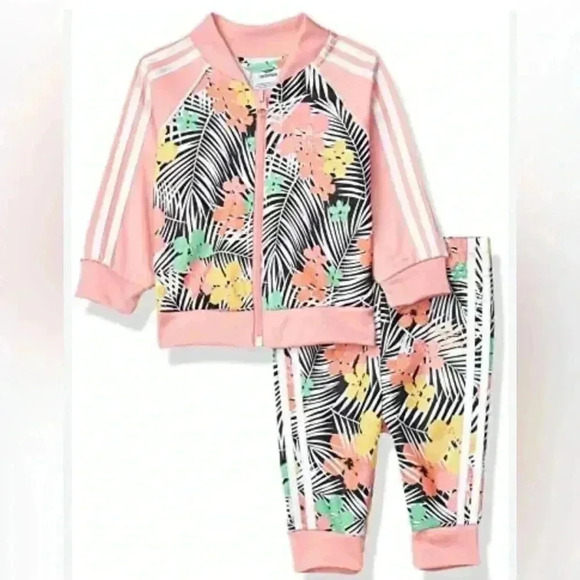 adidas Originals floral tropical  Unisex Superstar Set sz 12-18 months - Picture 1 of 5